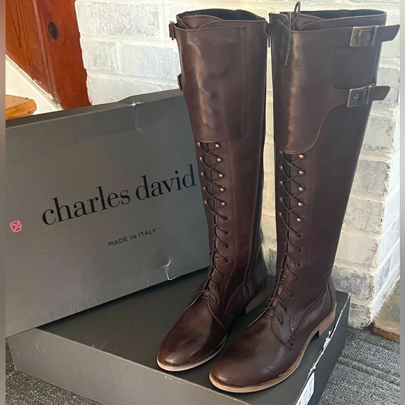 Charles David Shoes - Charles David Rove Brown Leather Riding Boots